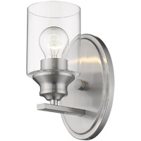 One Light Silver Wall Light With Clear Glass Shade