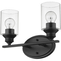 Two Light Matte Black Wall Light With Clear Glass Shade