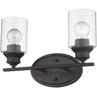 Two Light Bronze Wall Light With Clear Glass Shade