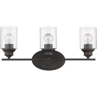 Three Light Bronze Wall Light With Clear Glass Shade