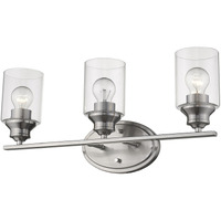 Three Light Silver Wall Light With Clear Glass Shade