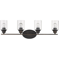Four Light Bronze Wall Light With Clear Glass Shade