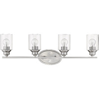 Four Light Silver Wall Light With Clear Glass Shade