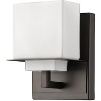 One Light Bronze White Glass Wall Sconce