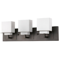 Rampart 3-Light Oil-Rubbed Bronze Vanity Light With Etched Glass Shades