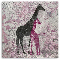 20"" Exotic Pink Giraffes Canvas Wall Art