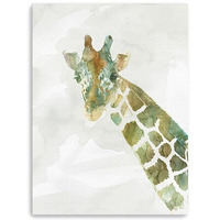 32"" X 24"" Abstract Marble Watercolor Giraffe Canvas Wall Art