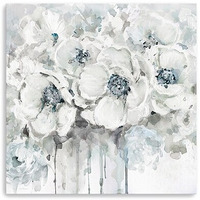 30"" Winter Blues Flower Canvas Wall Art