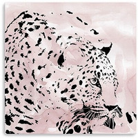 30"" Pink Laying Leopard Canvas Wall Art