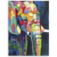 32"" Bright Multi Color Elephant Canvas Wall Art