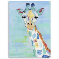 32"" X 24"" Pastel Patchwork Giraffe Canvas Wall Art