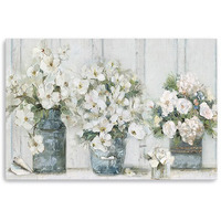 48"" X 32"" Watercolor Soft Pastel Bouquet Trio Canvas Wall Art