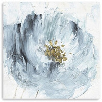 20"" X 20"" Watercolor Abstract Gray Blue Flower Canvas Wall Art