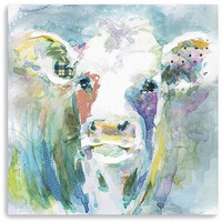 30"" Watercolor Cow Canvas Wall Art