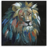 40"" Painted Lion Portrait Canvas Wall Art