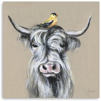 30"" Cute Highland Cow Canvas Wall Art