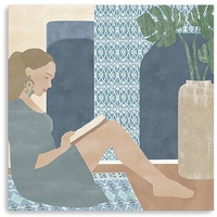 30"" Bohemian Book Lady Canvas Wall Art