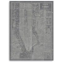 24"" X 16"" Gray And White Aerial New York Map Canvas Wall Art