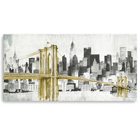 20"" Nyc Golden Bridge Skyline Canvas Wall Art