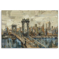 24"" Vintage Inspired Nyc City Skyline Canvas Wall Art