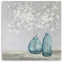 40"" White Spring Flowers Canvas Wall Art