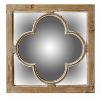 10"" Natural Brown With Whitewash Square Wall Mounted Accent Mirror