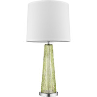 Chiara 1-Light Apple Green Glass And Polished Chrome Table Lamp With Off White Shantung Shade