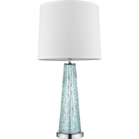 Chiara 1-Light Seafoam Glass And Polished Chrome Table Lamp With Off White Shantung Shade
