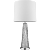 Chiara 1-Light Steel Glass And Polished Chrome Table Lamp With Off White Shantung Shade