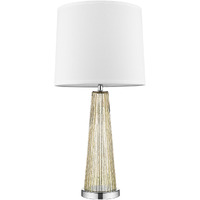 Chiara 1-Light Champagne Glass And Polished Chrome Table Lamp With Off White Shantung Shade