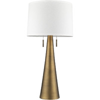 Muse 2-Light Hand Painted Antique Gold Table Lamp With Off White Shantung Shade
