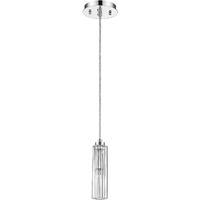 Solo 1-Light Polished Chrome Pendant With Multi-Faceted Round Crystal Shade