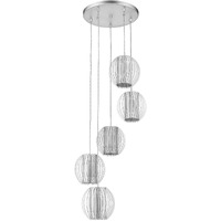 Five Light Acrylic And Steel Shade Hanging Globe Light