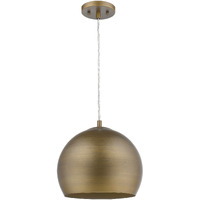 Latitude 1-Light Hand Painted Antique Gold Pendant With Gold Interior Shade