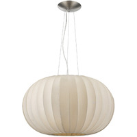 Shanghai 1-Light Brushed Nickel Pendant With Sheer Pearl Ribbon Shade