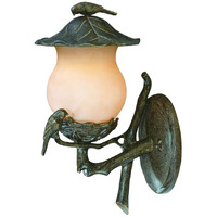 Vintage Black And Gold Bird Detail Lantern Wall Light