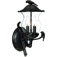 Matte Black Bird Detail Lantern Wall Light
