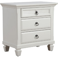White Plantation 3 Drawer Nightstand
