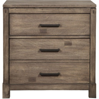 Weathered Grey Finish Wood 3 Drawer Nightstand