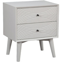 White Groovy 1 Drawer Wood Nightstand
