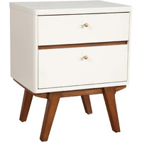 White And Brown Retro 2 Drawer Nightstand