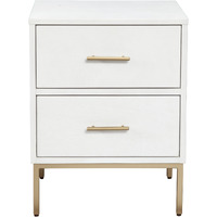 White And Gold Lines 2 Drawer Nightstand