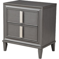 Dark Grey Contemporary 2 Drawer Nightstand