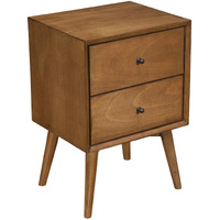 Brown Century Modern Wood 2 Drawer Nightstand