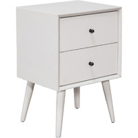 White Century Modern Wood 2 Drawer Nightstand