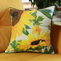Yellow And Green Sunflower Throw Pillow
