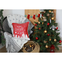 Red Christmas Lights And Reindeer Throw Pillow