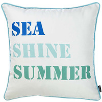 Blue And White Sea Shine Marine Throw Pillow