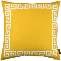 Yellow And White Greek Key Bordered Throw Pillow