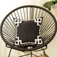 Black And White Geometric Border Throw Pillow